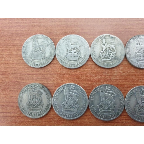188 - Collection of Silver (.500) British One Shilling Coins, Approx. 27 Pieces, Consecutive Date Run From... 