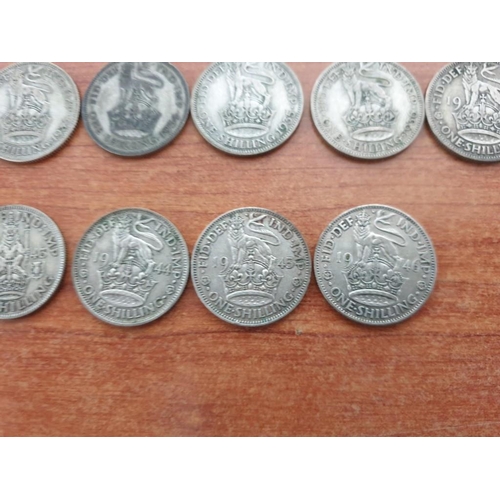 188 - Collection of Silver (.500) British One Shilling Coins, Approx. 27 Pieces, Consecutive Date Run From... 