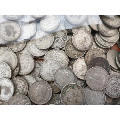 189 - Collection of Silver (.500) British One Shilling Coins (1920-1946), (Total Weight Approx. 3.8kg)