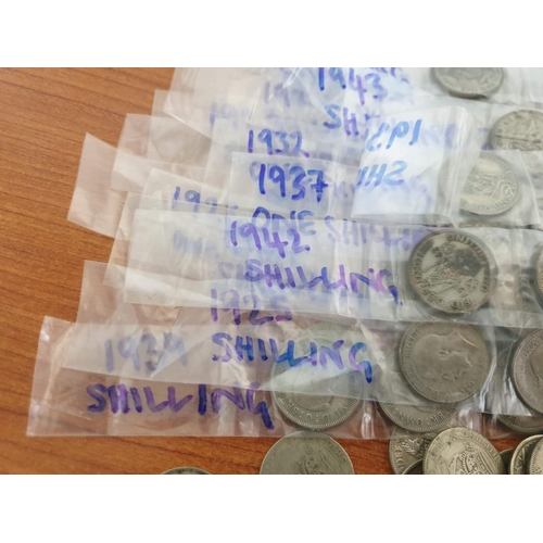 189 - Collection of Silver (.500) British One Shilling Coins (1920-1946), (Total Weight Approx. 3.8kg)