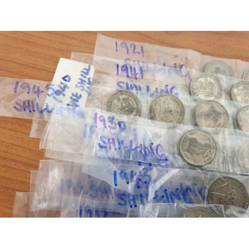 189 - Collection of Silver (.500) British One Shilling Coins (1920-1946), (Total Weight Approx. 3.8kg)