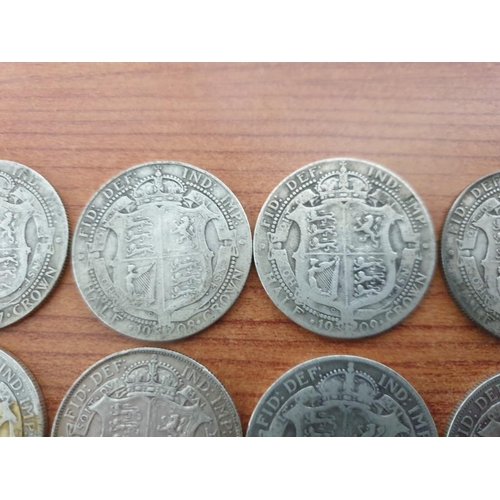190 - Collection of Antique Silver (.925) British Half Crown Coins, Approx. 14 Pieces, Consecutive Date Ru... 