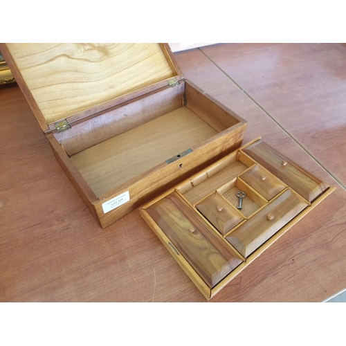 320 - Decorative Inlaid Writing Box with Internal Removable Tray with Lidded Compartments (a/f), (Approx. ... 