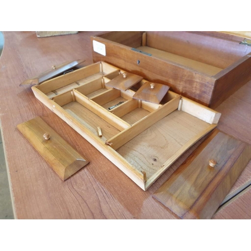 320 - Decorative Inlaid Writing Box with Internal Removable Tray with Lidded Compartments (a/f), (Approx. ... 