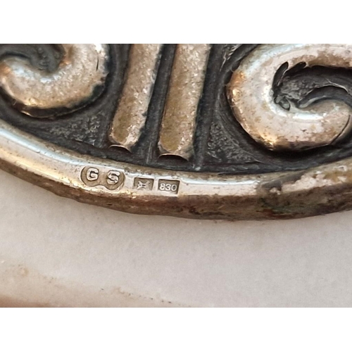 205 - Silver & Marble Paper Weight; Decorative .830 Cypriot Silver Set in Octagonal Marble Base, (Approx. ... 
