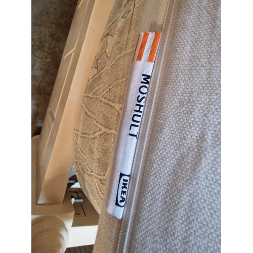 334 - White Painted Solid Wood Double Bed with Mattress and Additional Ikea 'Moshult' Topper, (Approx. 140... 