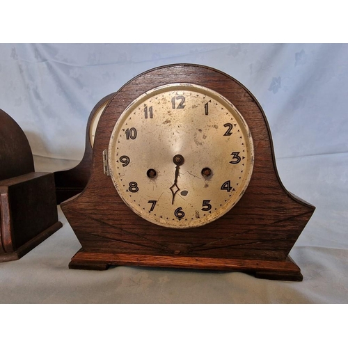 108 - Collection of 4 x Vintage Wooden Mantel Clocks; 2 with Quartz Movements and 2 with Mechanical Moveme... 