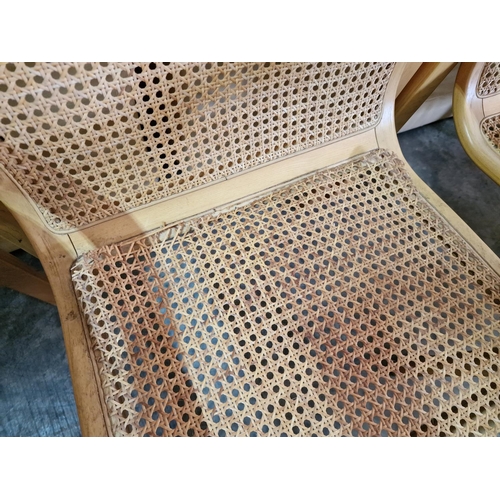 122 - Set of 6 x Light Wood Designer Armchairs with Cane Seat & Backrest (one a/f), Made in Italy by 'Oliv... 