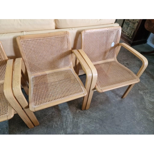 122 - Set of 6 x Light Wood Designer Armchairs with Cane Seat & Backrest (one a/f), Made in Italy by 'Oliv... 