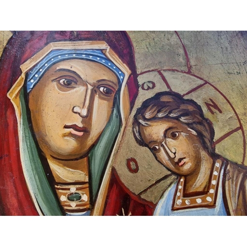 308 - Hand Painted Icon on Board, Signed Lower Left Corner, (Approx. 30 x 46cm)