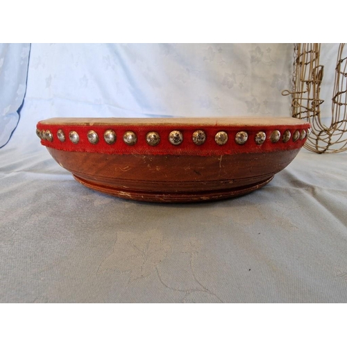 346 - Drum (a/f) and Metal Saxophone Ornament (H: 60cm), (2)