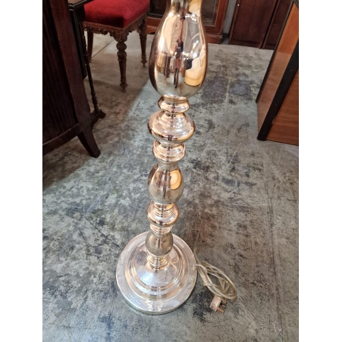 116 - Silver Colour Modern Floor Standing / Standard Lamp with Cream Shade