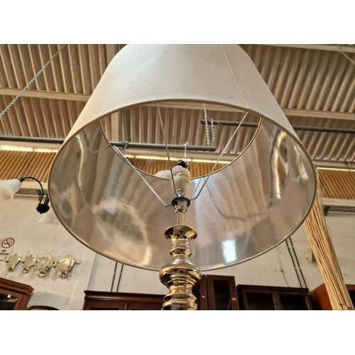 116 - Silver Colour Modern Floor Standing / Standard Lamp with Cream Shade