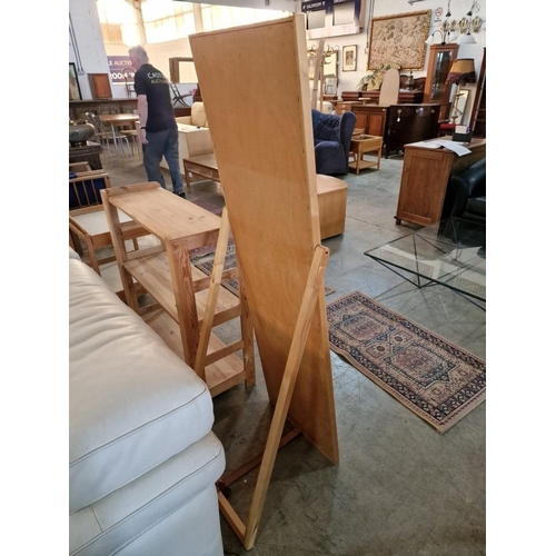 300 - Floor Standing Mirror with Light Wood Surround, (Approx. H: 151 x W: 50cm)