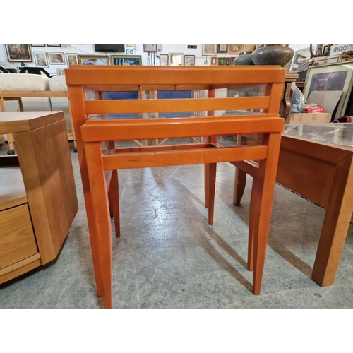 304 - Nest of 2 Coffee / Side Tables, Wood Frame with Inset Glass Top, (Largest Approx. 50 x 50 x 60cm), (... 