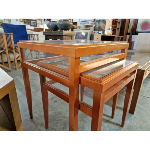 304 - Nest of 2 Coffee / Side Tables, Wood Frame with Inset Glass Top, (Largest Approx. 50 x 50 x 60cm), (... 