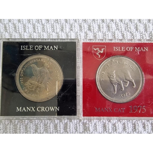 88 - Collection of 7 x Proof Coins; Isle of Man: 1978 Manx Cat One Crown, 1975 Twenty Five Pence, 1967 Ho... 