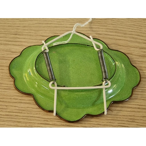234 - Vintage Enameled Chinese Canton Dish with Floral Design and Wall Rack, (Approx. 15 x 11cm Overall)