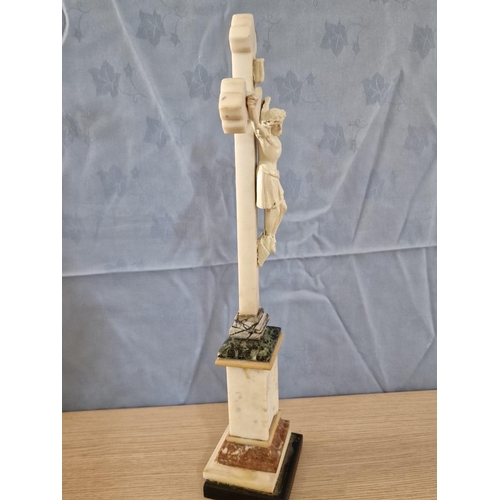 16 - Vintage Marble Crucifix Statue, (Approx. H: 47cm)