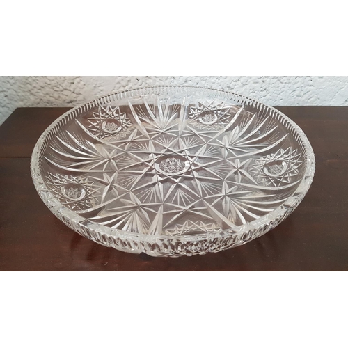 702 - Bohemia Crystal Set Large Vase (H:26cm) Fruit Bowl (Ø20cm x H:10cm) and Cake Plate (Ø28cm)