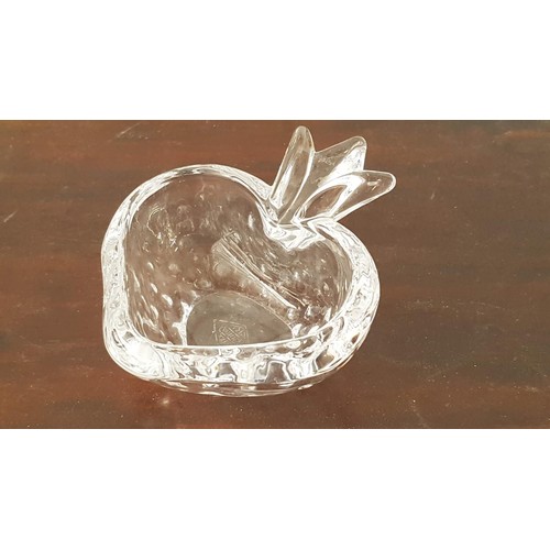 703 - Art Vannes France Clear Crystal Apple and Strawberry Mini Dishes, Ashtrays