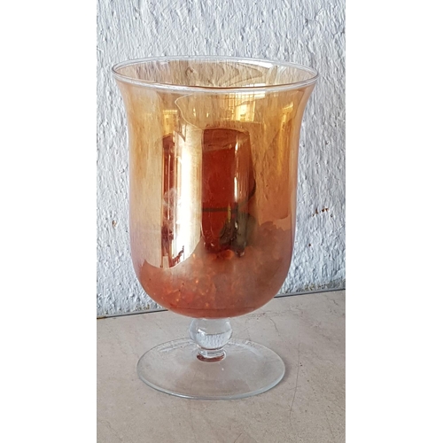 662 - Home Decor; Modern Case (H:26cm) Glass Candle Holder (H:25cm) and Large Decorative Metal Tray / Cand... 