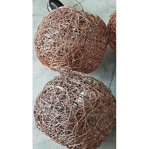 664 - Set of 4 x Rattan Balls Hanging Lights