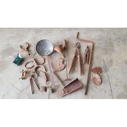 668 - Large Collection of Vintage Assorted Tools; Incl. Horse Shoes, Garden Tools, Shears, Branch Cutters,... 
