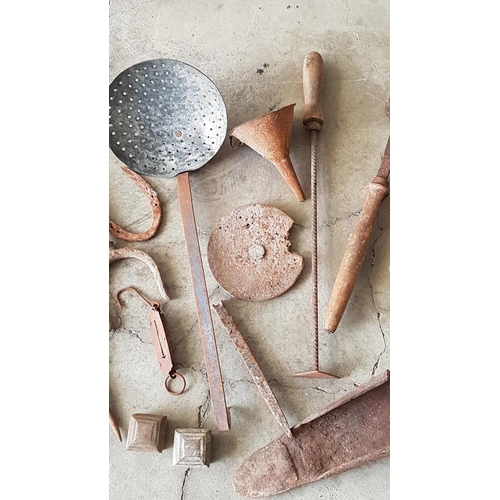 668 - Large Collection of Vintage Assorted Tools; Incl. Horse Shoes, Garden Tools, Shears, Branch Cutters,... 