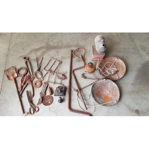 669 - Large Collection of Vintage Assorted Tools; Incl. Spade, Metal Cutters, Upholstery Scissors, Hanging... 