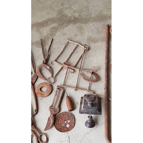 669 - Large Collection of Vintage Assorted Tools; Incl. Spade, Metal Cutters, Upholstery Scissors, Hanging... 