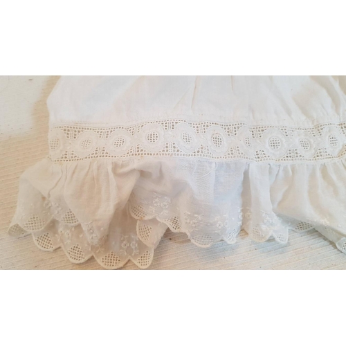677 - Victorian Christening Baptism Silk Ivory 
 Gown Set (A/F) and Vintage Infant 
 Lightweight Handmade ... 