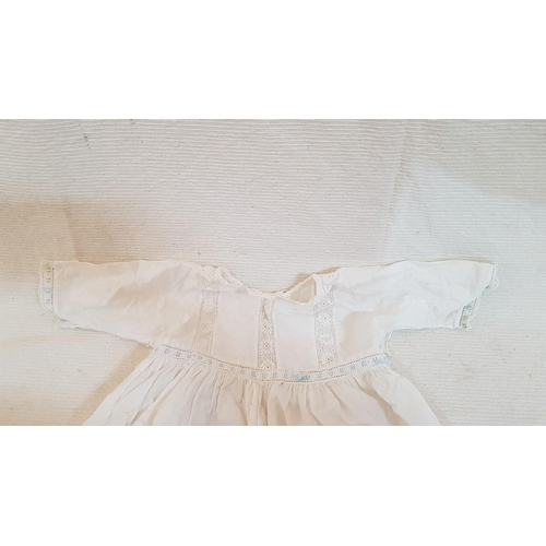 677 - Victorian Christening Baptism Silk Ivory 
 Gown Set (A/F) and Vintage Infant 
 Lightweight Handmade ... 