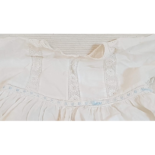 677 - Victorian Christening Baptism Silk Ivory 
 Gown Set (A/F) and Vintage Infant 
 Lightweight Handmade ... 