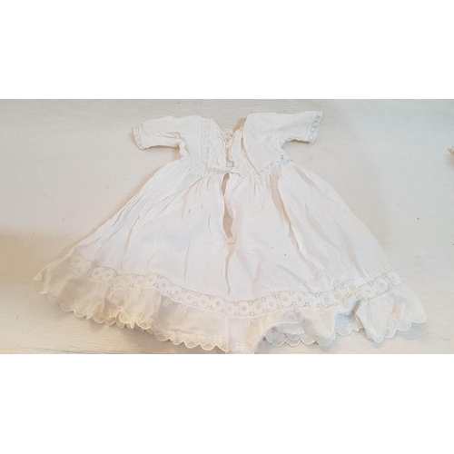 677 - Victorian Christening Baptism Silk Ivory 
 Gown Set (A/F) and Vintage Infant 
 Lightweight Handmade ... 