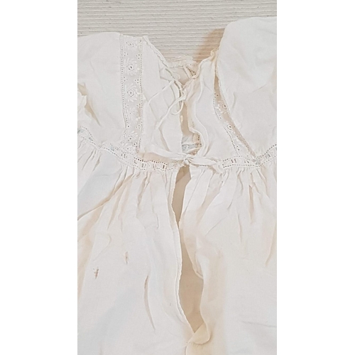 677 - Victorian Christening Baptism Silk Ivory 
 Gown Set (A/F) and Vintage Infant 
 Lightweight Handmade ... 