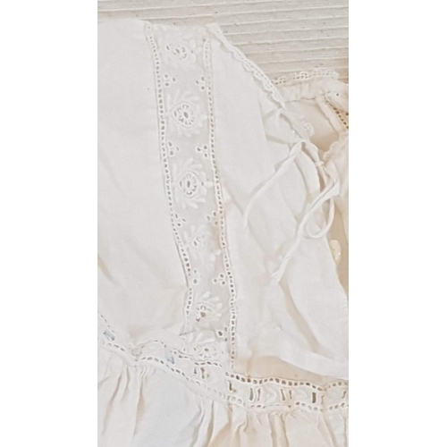 677 - Victorian Christening Baptism Silk Ivory 
 Gown Set (A/F) and Vintage Infant 
 Lightweight Handmade ... 