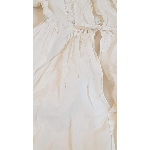 677 - Victorian Christening Baptism Silk Ivory 
 Gown Set (A/F) and Vintage Infant 
 Lightweight Handmade ... 