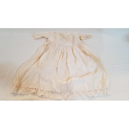 677 - Victorian Christening Baptism Silk Ivory 
 Gown Set (A/F) and Vintage Infant 
 Lightweight Handmade ... 