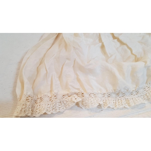 677 - Victorian Christening Baptism Silk Ivory 
 Gown Set (A/F) and Vintage Infant 
 Lightweight Handmade ... 