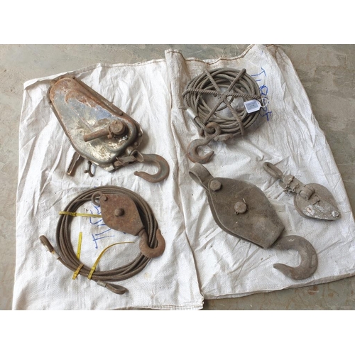 697 - Heavy Duty Tirfor Winch, Qty of Steel Cable and 2 x Pulley Hooks