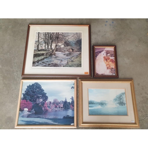 715 - Framed Signed Limited Edition (64/1000) Print of 'Winters End' by Peter Thorn (Cottage and Bridge Ov... 