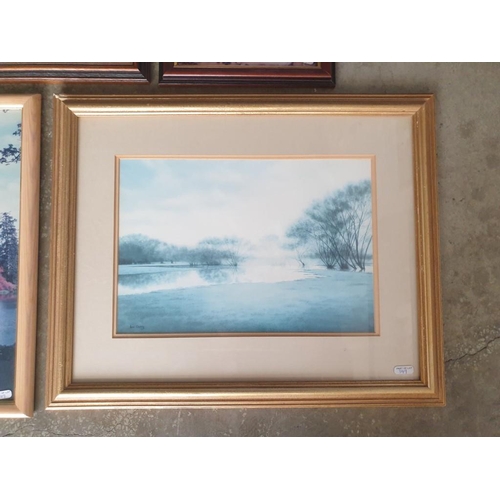 715 - Framed Signed Limited Edition (64/1000) Print of 'Winters End' by Peter Thorn (Cottage and Bridge Ov... 