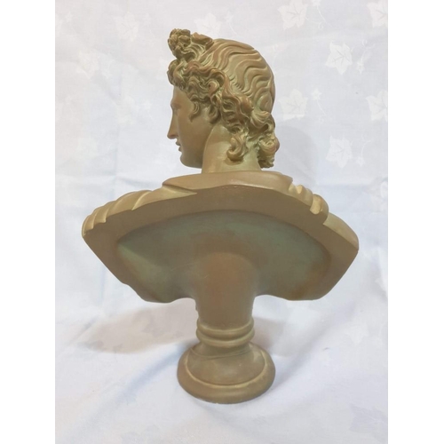 705 - Bronze Effect Bust of Greek God 'Adonis', Made in Greece, (Approx. H: 31cm)