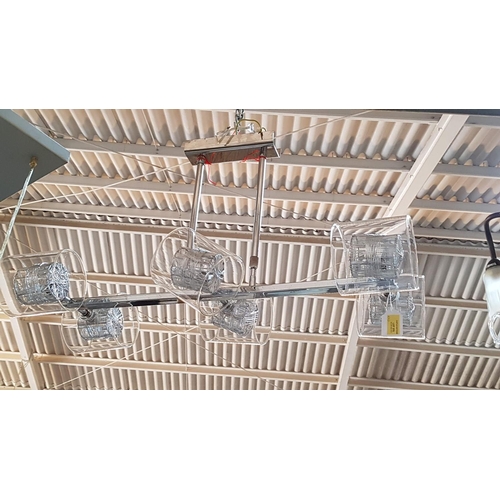718 - Chrome and Glass Modern Hanging Light (A/F)