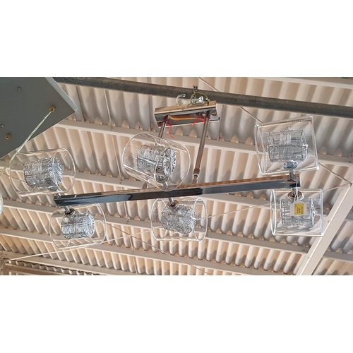 718 - Chrome and Glass Modern Hanging Light (A/F)