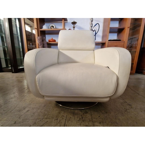 122 - 'Violino No.690' Modern Designer White Leather Swivel Armchair (H:69cm x D:97cm x W:76cm)

** Never ... 