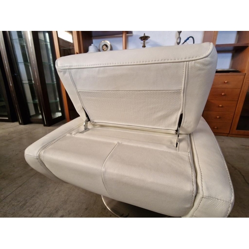 122 - 'Violino No.690' Modern Designer White Leather Swivel Armchair (H:69cm x D:97cm x W:76cm)

** Never ... 