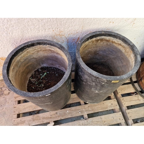 181 - 2 x Black Patterned Concrete Planters, (Approx. Ø: 40 x H: 61cm), (2)