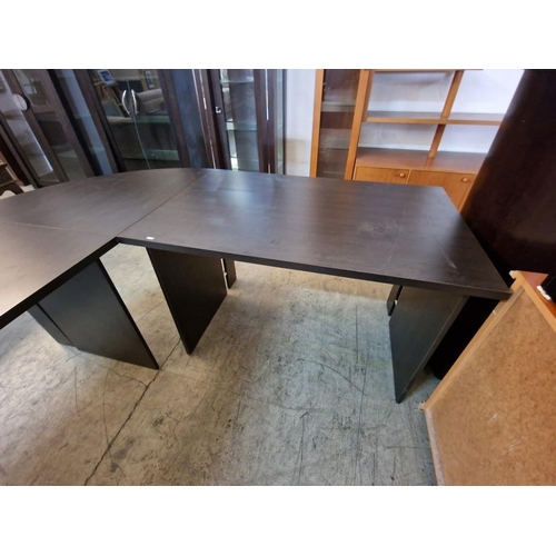 306 - Black Wood Effect 'L' Shaped Office Desk (Two Desks, 150 x 78 and 120 x 78cm, with Quarter Circle Ex... 